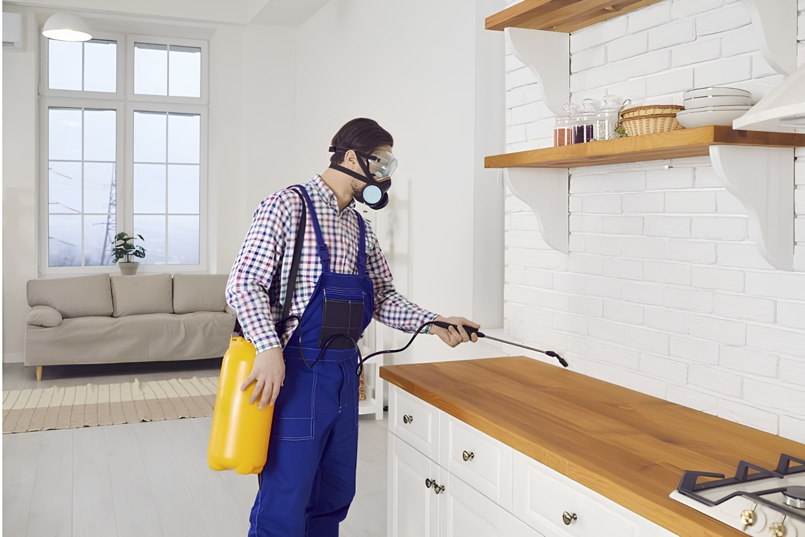 HPCI herbal pest control technician performing safe treatment